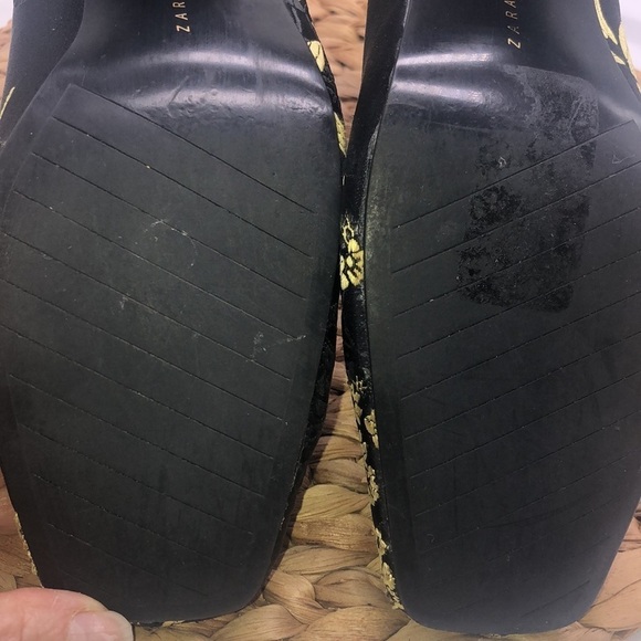 ZARA Trafaluc Black and Metallic Gold Bamboo Print Ankle High Booties Size 36 - Picture 10 of 11